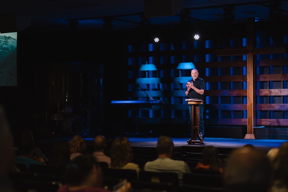 Pastor preaching during a weekend service